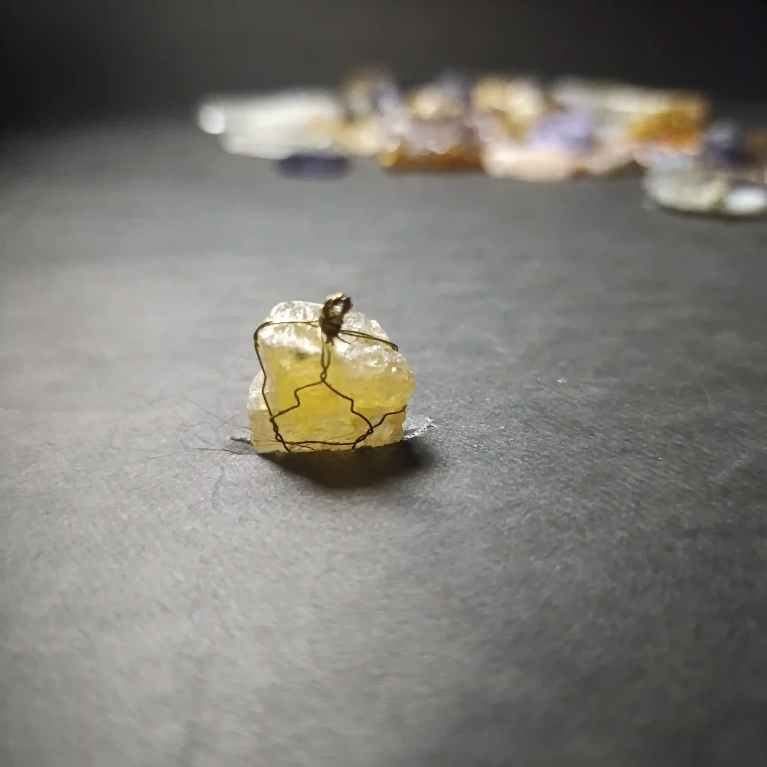 Yellow fluorite necklace glass