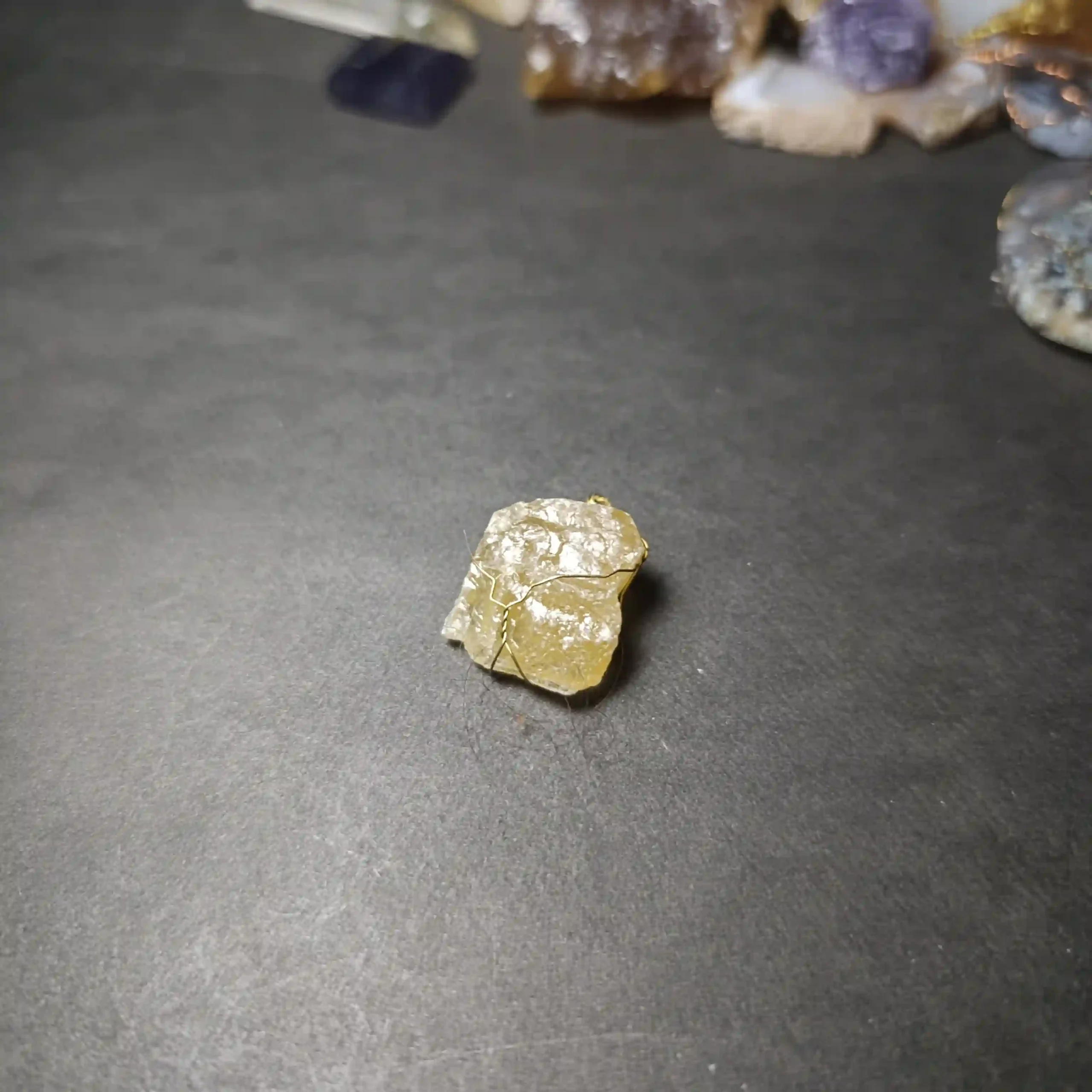 Yellow fluorite necklace glass