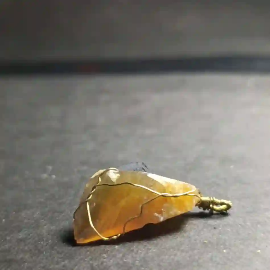 Fancy cut yellow fluorite necklace